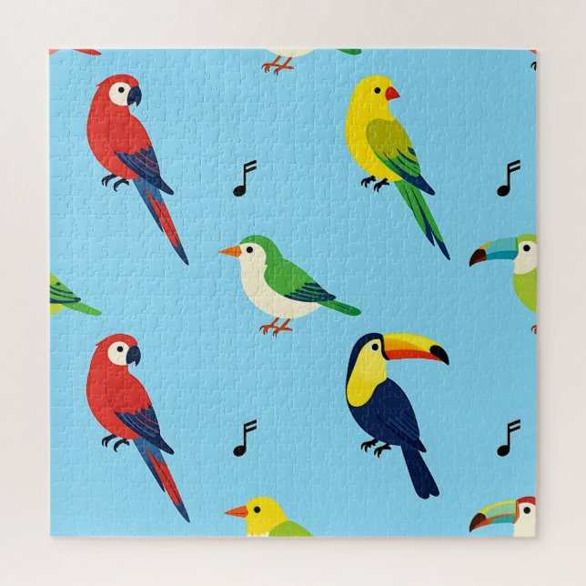 Colorful Tropical Birds Pattern Jigsaw Puzzle (Vertical)