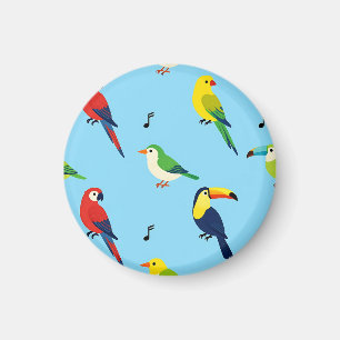 Colorful Tropical Birds Pattern Magnet