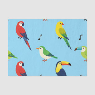 Colorful Tropical Birds Pattern Tissue Paper