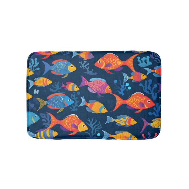 Colorful tropical fish  bath mat (Front)