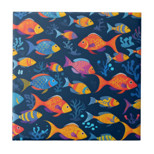 Colorful tropical fish  ceramic tile