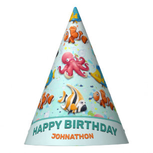 Colorful Tropical Fish Kids Birthday Party Hat