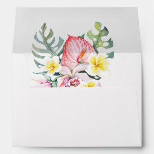 Colorful Tropical Floral Hawaii Wedding Envelope