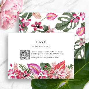 Colorful Tropical Floral RSVP Card