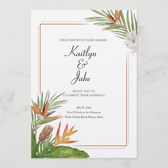 Colorful Tropical Floral Wedding Invitation (Front)