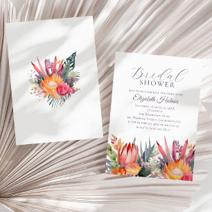 Colorful Tropical Flowers Bridal Shower Invitation