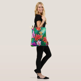 Colorful Tropical Flowers Pattern  Tote Bag
