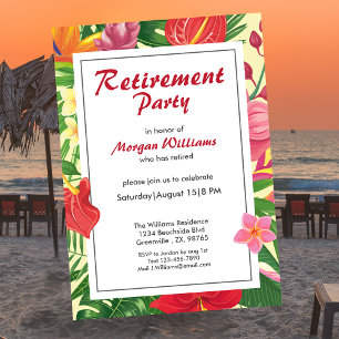 Colorful Tropical Hawaii Flower Retirement Party Invitation