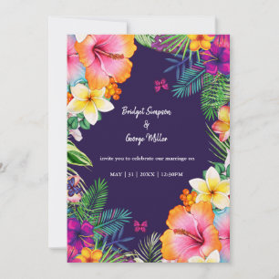Colorful tropical hawaiian Floral Wedding  Invitation