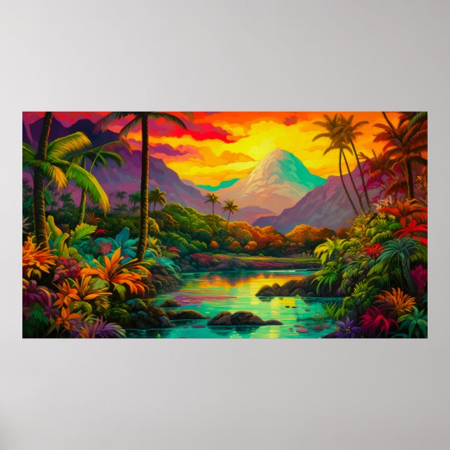 Colorful Tropical Island Paradise   Poster (Front)