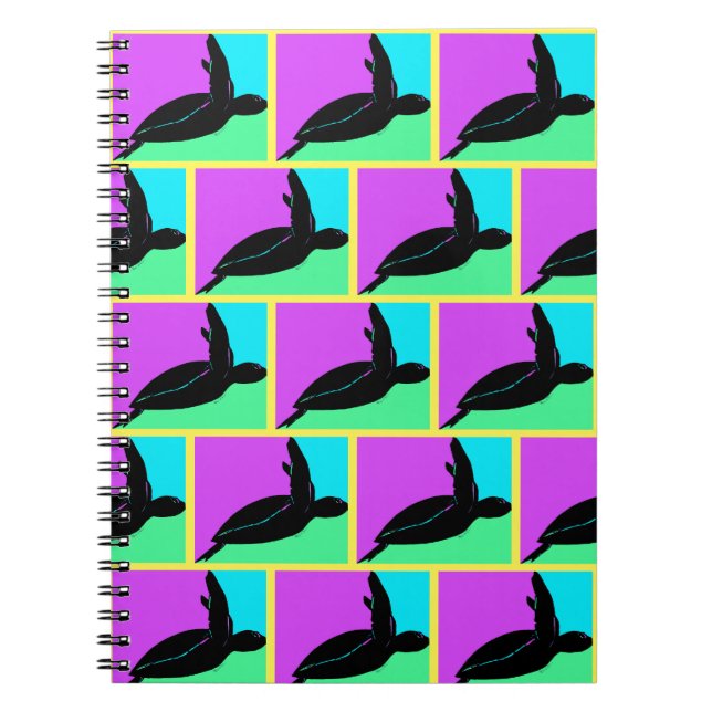 Colorful Tropical Sea Turtle Notebook (Front)