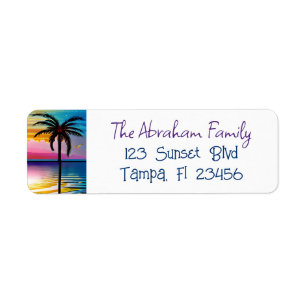 Colorful Tropical Sunset Reflection Return Address Label