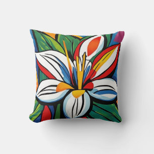 Colorful Tropical Throw Pillow. Cushion