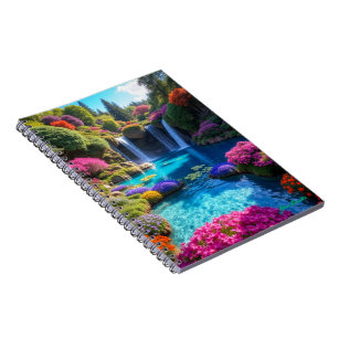 Colorful Tropical Waterfall Dreamscape Art Notebook