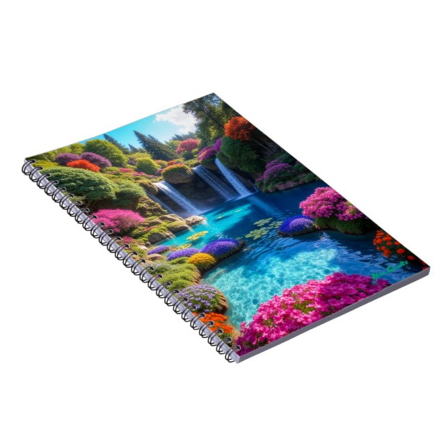 Colorful Tropical Waterfall Dreamscape Art Notebook (Right Side)