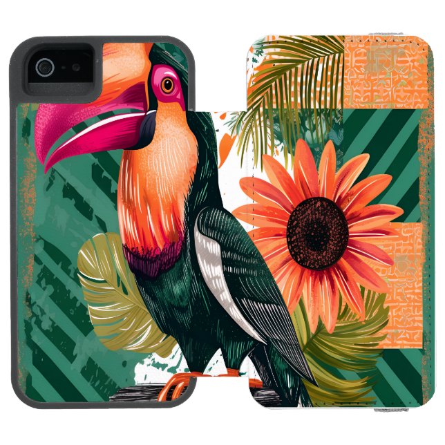 Colorful Tukan in the jungle Incipio iPhone Wallet Case (Folio Open)