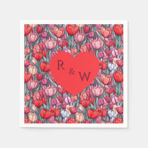 Colorful Tulip Floral Beach Wedding Napkin