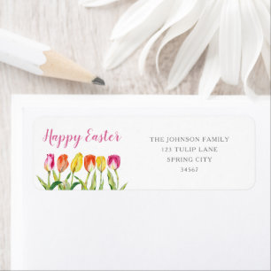 Colorful Tulips Easter Return Address Label