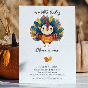 Colorful Turkey Birthday Invitation