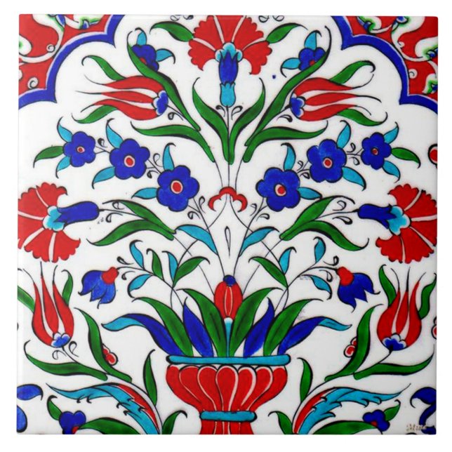 Colorful Turkish Floral Ceramic Tile. Ceramic Tile (Front)