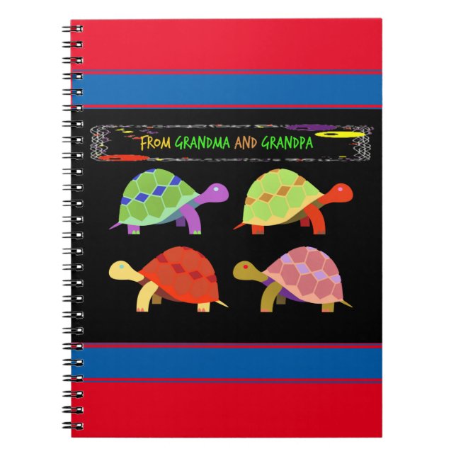 Colorful turtle design for grandkids notebook (Front)