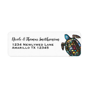 Colorful Turtle Return Address Label