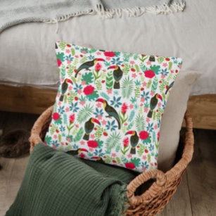 Colorful tuscans tropical flowers pattern cushion