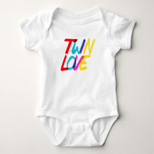 Colorful Twin Love Baby Bodysuit