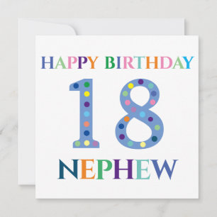 Colorful Typography Happy Birthday 18 Nephew Card