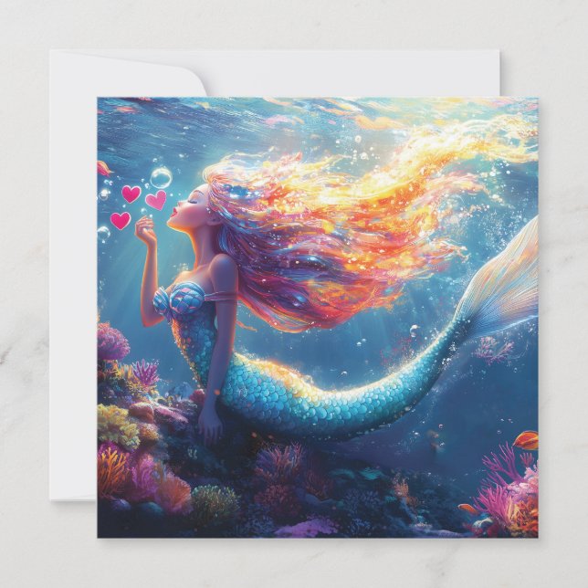 Colorful Underwater Mermaid Illustration  (Front)