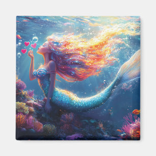 Colorful Underwater Mermaid Illustration Magnet
