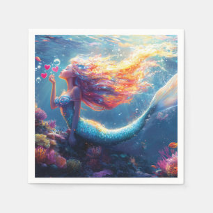 Colorful Underwater Mermaid Illustration Napkin