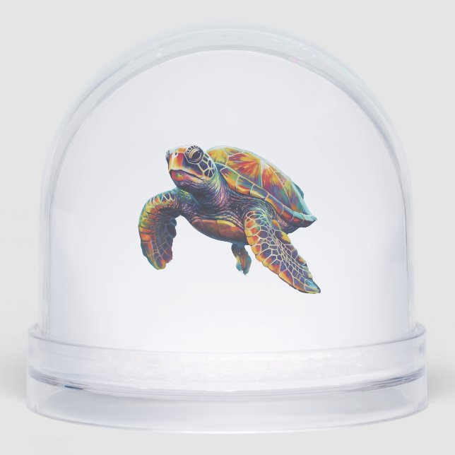 Colorful underwater sea turtle dreamlike beautiful snowglobe (Front)