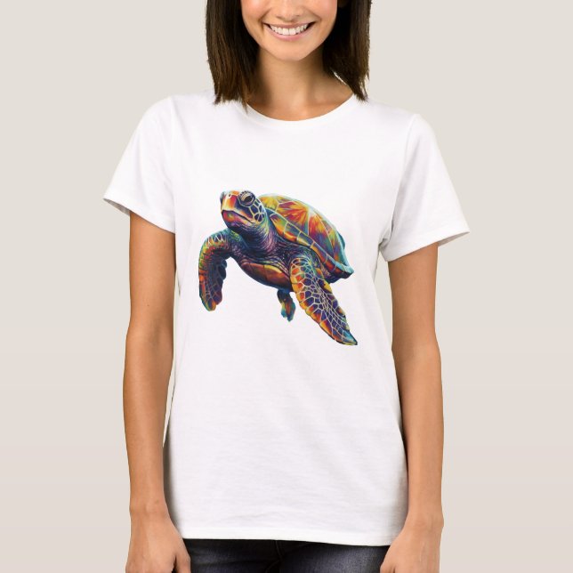 Colorful underwater sea turtle dreamlike beautiful T-Shirt (Front)