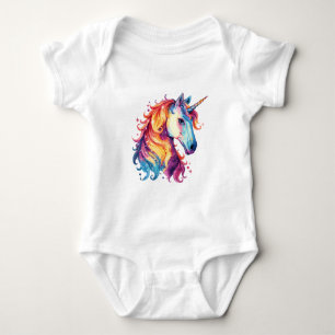 Colorful Unicorn Fantasy – Cute Magical Design Baby Bodysuit