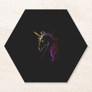 Colorful Unicorn Head Magic Tank Top Paper Coaster