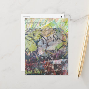 Colorful unique abstract mixed media collage postcard