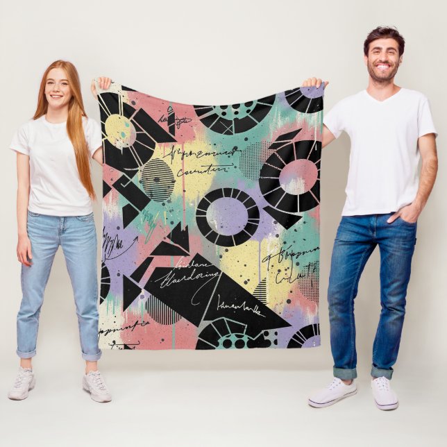 Colorful Urban Graffiti Pattern (10) Fleece Blanket (In Situ)