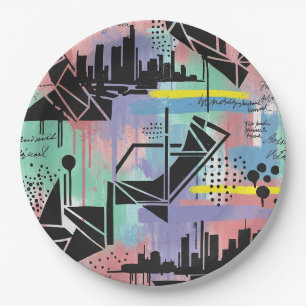 Colorful Urban Graffiti Pattern (11) Paper Plate