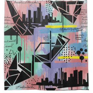 Colorful Urban Graffiti Pattern (11) Shower Curtain