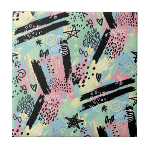Colorful Urban Graffiti Pattern (12) Ceramic Tile