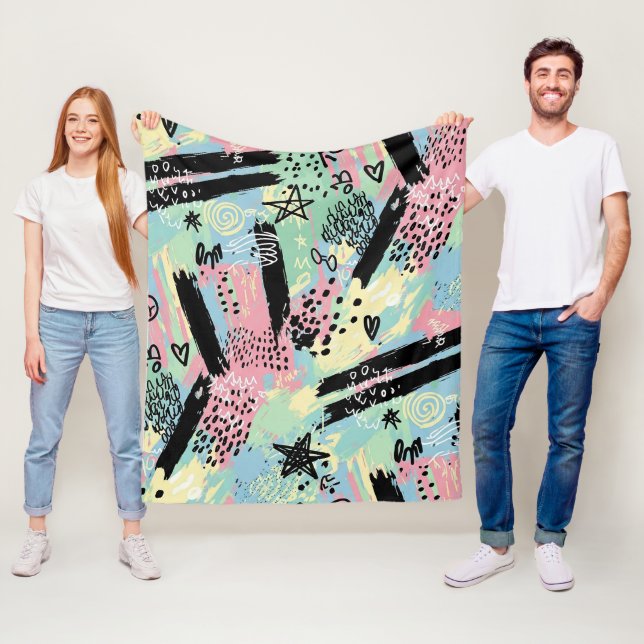 Colorful Urban Graffiti Pattern (12) Fleece Blanket (In Situ)