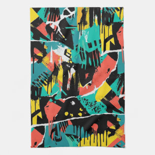 Colorful Urban Graffiti Pattern (13) Tea Towel