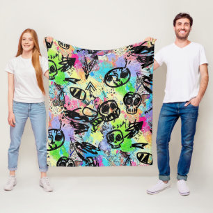 Colorful Urban Graffiti Pattern (1) Fleece Blanket