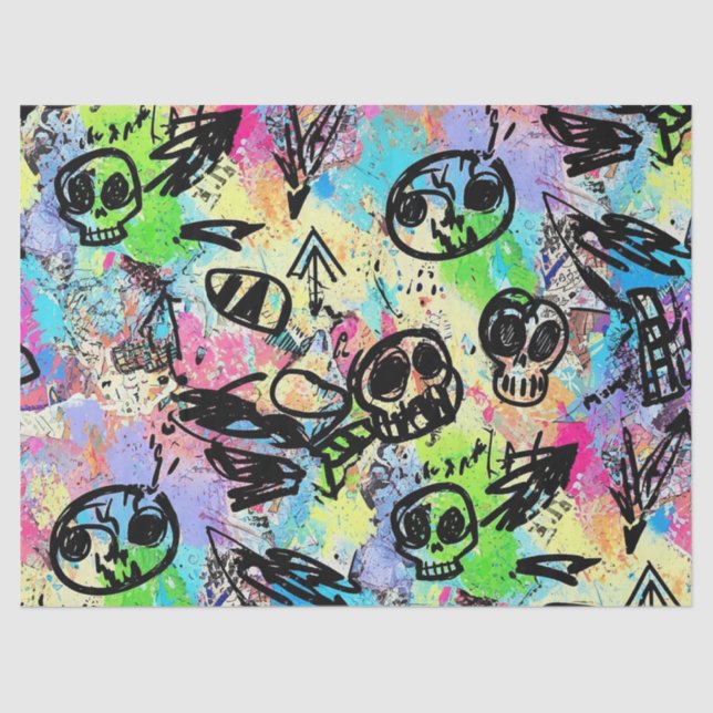 Colorful Urban Graffiti Pattern (1) Tissue Paper (Front)