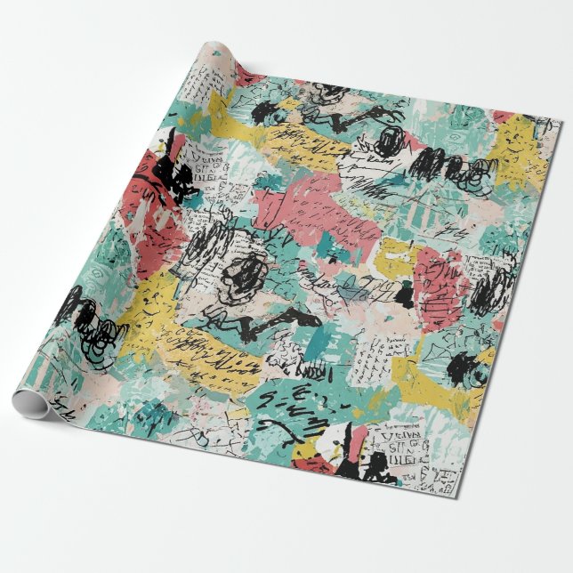 Colorful Urban Graffiti Pattern (2) Wrapping Paper (Unrolled)