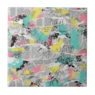 Colorful Urban Graffiti Pattern (3) Ceramic Tile