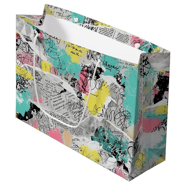 Colorful Urban Graffiti Pattern (3) Large Gift Bag (Front Angled)
