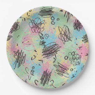 Colorful Urban Graffiti Pattern (4) Paper Plate