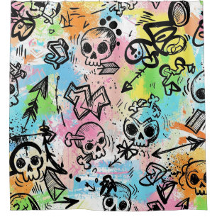 Colorful Urban Graffiti Pattern (6) Shower Curtain